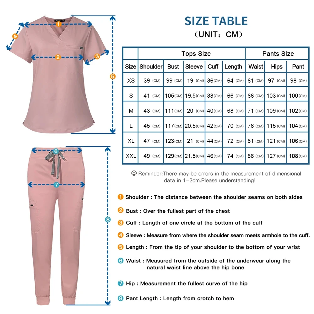 Men Short Sleeve Jogger Sets V-neck Tops Pocket Pants Unisex Medical Nursing Working Uniform Nurse Suit Hospital Doctor Clothes