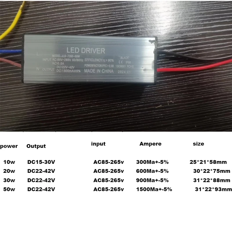 Waterproof LED Driver 10W 20W 30W 50W 300mA/600MA/900MA/1500MA Power Supply Floodlight Lighting Transformer IP66 Adapter