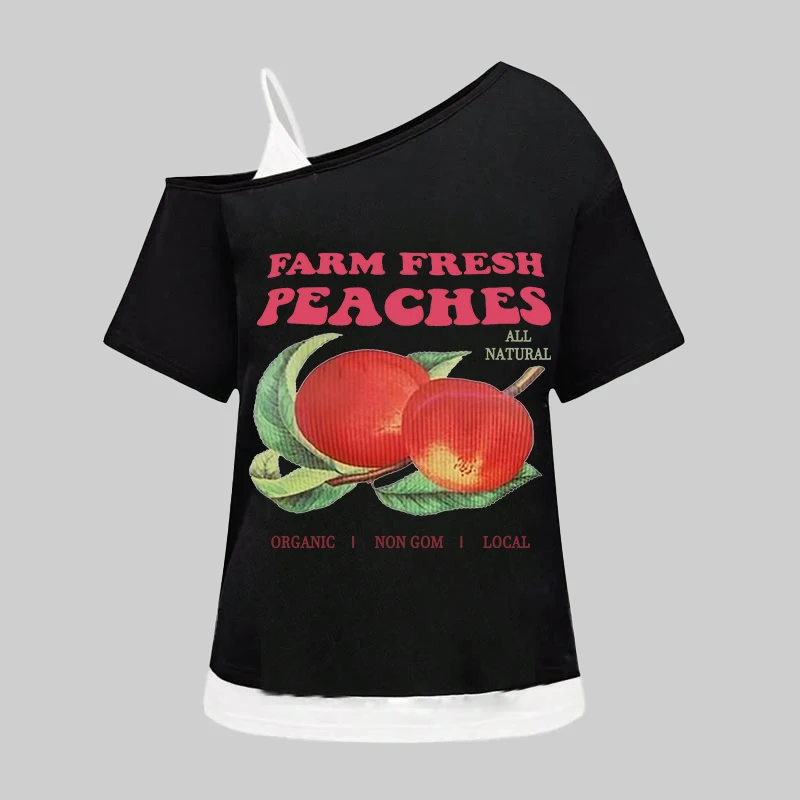 

2025 Spring/Summer New European and American Y2K Sexy Temperament Women's T-shirt Gothic Printed Pattern Two Piece Set Strap