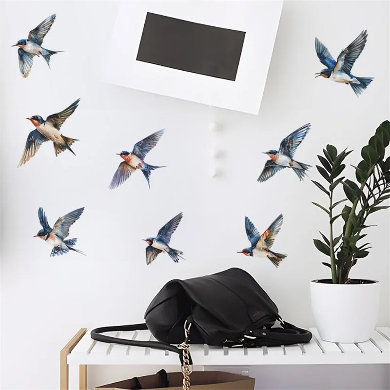 Eight Flying Birds Wall Stickers Home Decals Living Room Decoration Bedroom Bathroom Wall Furniture Door House Interior Decor