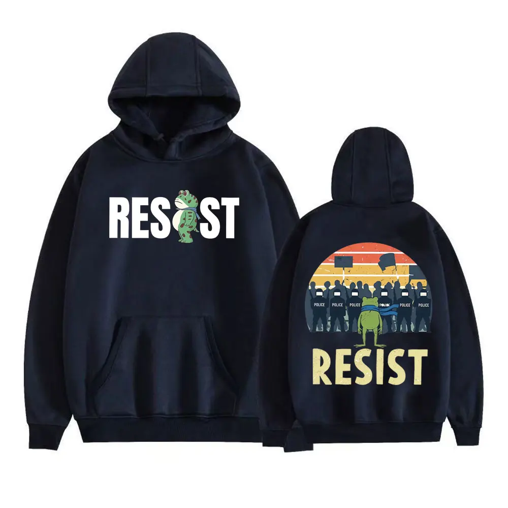 Portland Frog Protest Anti ICE Resist Funny Meme Hoodies Unisex Fashion Trend High Street Sweatshirts Casual Fleece Loose Hooded