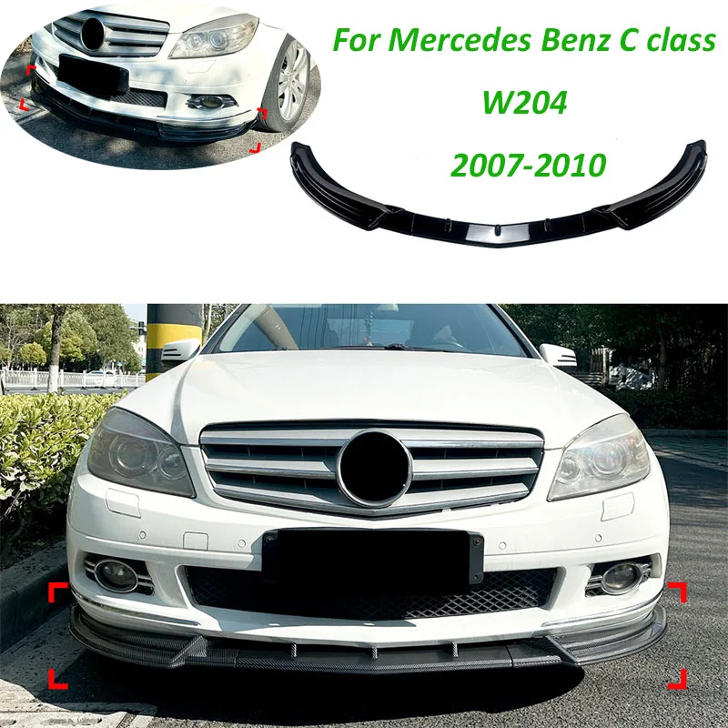 

2007-2010 For Mercedes Benz C class W204 Gloss black Car Front Lower Bumper Splitter Diffuser Deflector Guard Spoiler Chin Lip