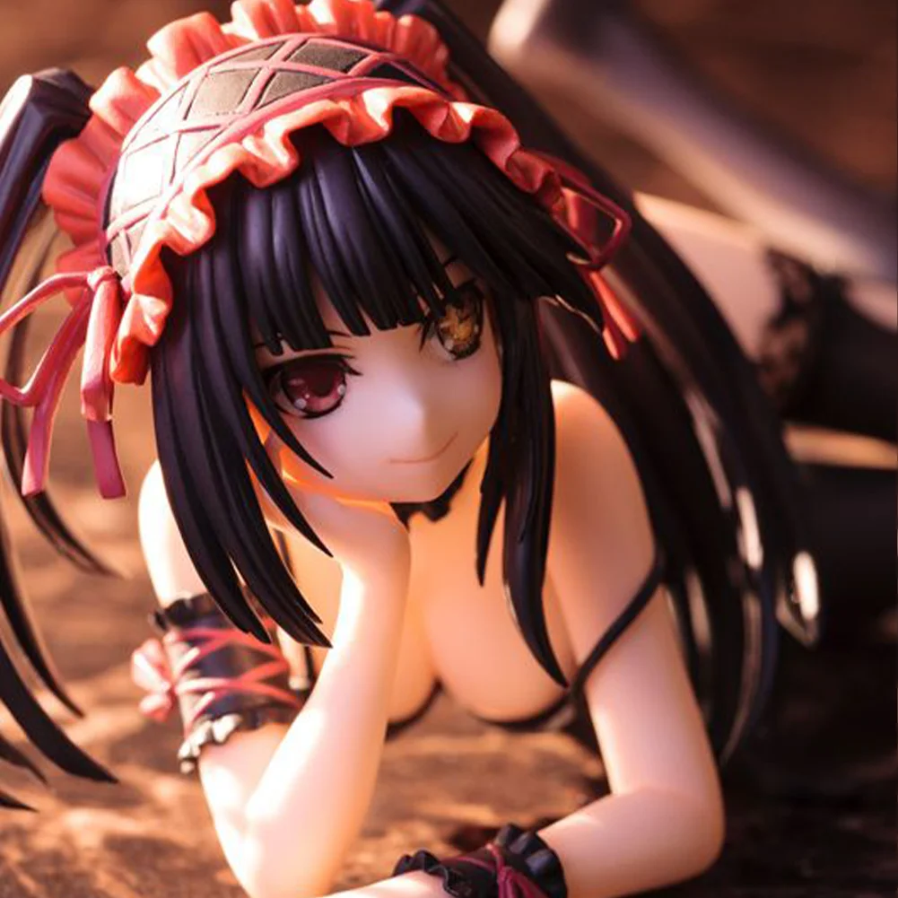 19cm DATE A LIVE Anime Figure Sexy Black Nightgown Dress Devil Kurumi Tokisaki Action Figure PVC Adult Collection Model Doll Toy