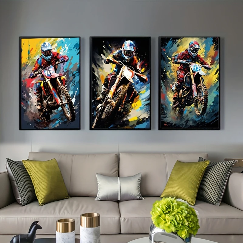 

Home Decor Painting & Calligraphy Arts Off Road Motorcycle Canvas Print Frameless Wall Art Modern Minimalist Motorbike Decor