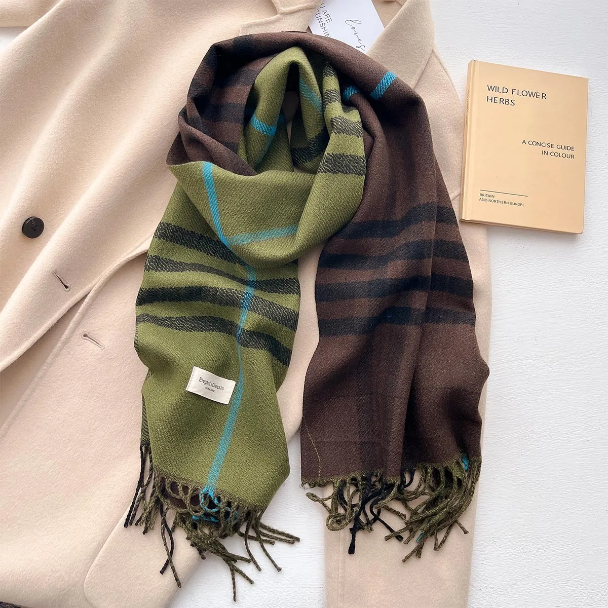 2024 Autumn Winter Men Women Warm Scarf Double Sided Imitation Cashmere Shawl Thick Wrap Student Scarves Bufanda Echarpe Blanket