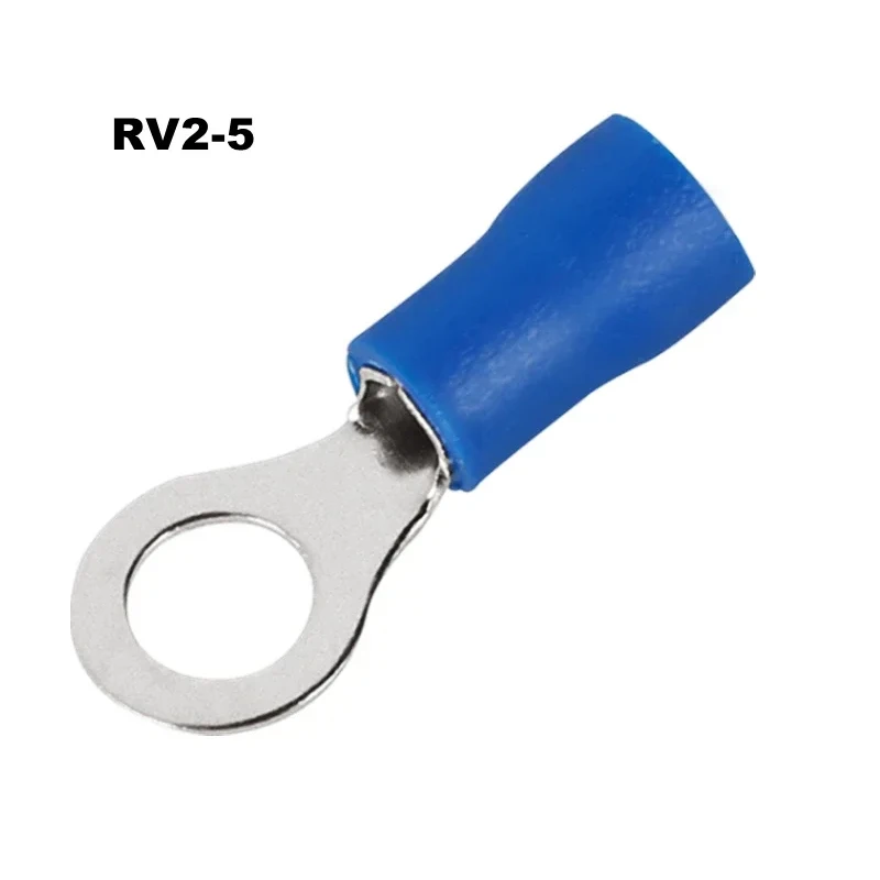 RV2-5 Blue Ring Insulated Wire Connector Electrical Crimp Terminal Cable Connector Wire Connector 100PCS/Pack RV2.5-5 RV