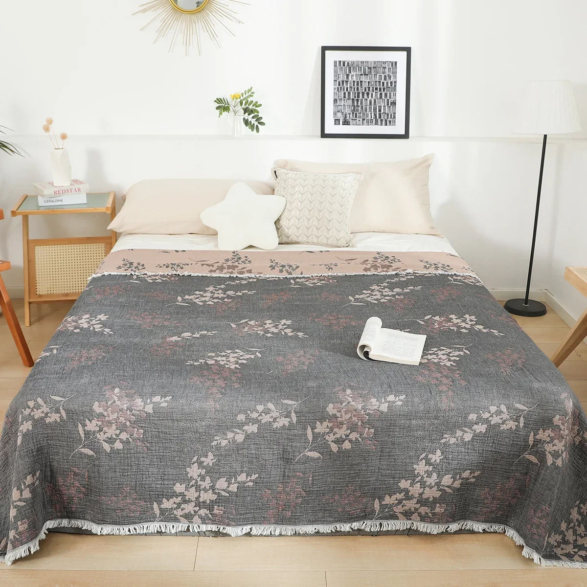 Pure Cotton Throw Blanket Double-sided Sofa Towel Soft Tassel Bed Blanket and Bedspread Summer Cool Quilt Bed Sheet