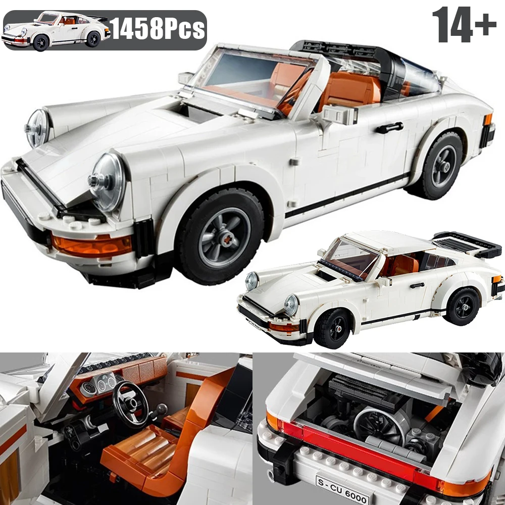 Juego de bloques de construcción de modelo de coche Retro Convertible, 1458 Uds., coche de carreras 2 en 1, Kit clásico, coche de juguete para adultos y adolescentes, regalo de vacaciones