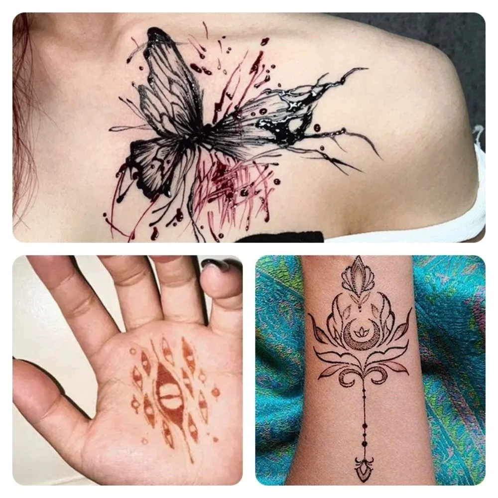Easy-To-Use Henna Tattoo Cream Semi-permanent Temporary Henna Paste Cone Black Brown Mehndi Body Art Ink Temporary Tattoo