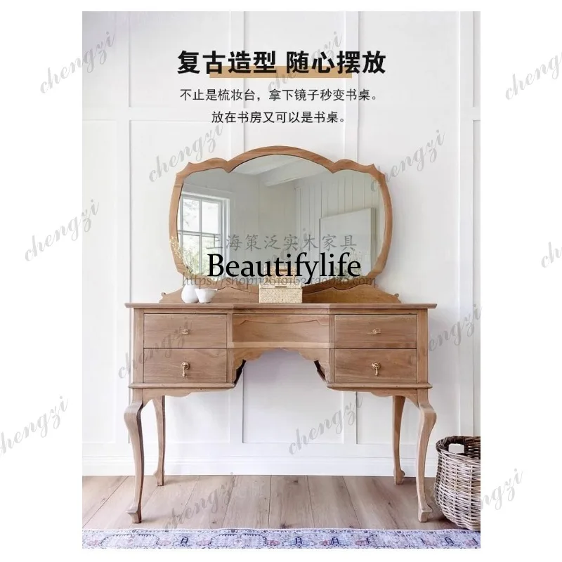French retro solid wood dresser antique bedroom dressing table American dressing cabinet