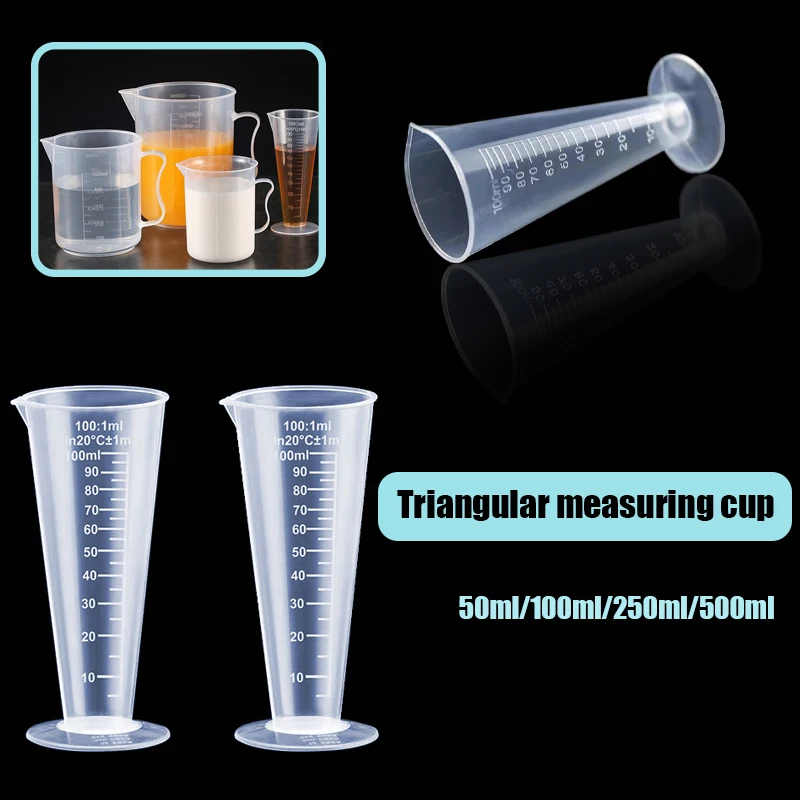 50ml/100ml/250ml/500ml Plastic Triangular Measuring Cup Graduated Measuring Cup For Home Kitchen Laboratory Test