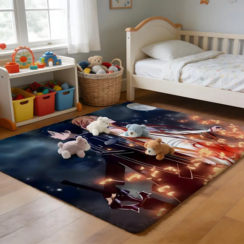 

Floor Mat Soft Flannel Rug Non-Slip Absorbent Mat for Bathroom Bedroom Home Decor Hot Anime S-Sword Art Online
