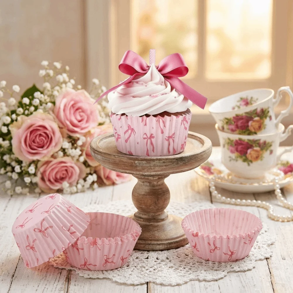 100 pcs Mini Size Cupcake Case Liners Decorating Tool Wrappers Baking Cups Bowknot Grease-proof Paper Cake Mold