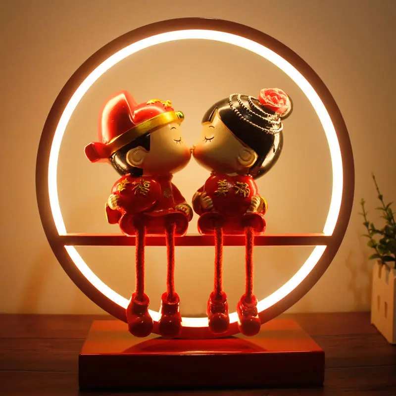 Bedside Lamp Wedding Creative Wedding Gift Bedroom Wedding Gift Red Wedding Room Table Lamp Happiness