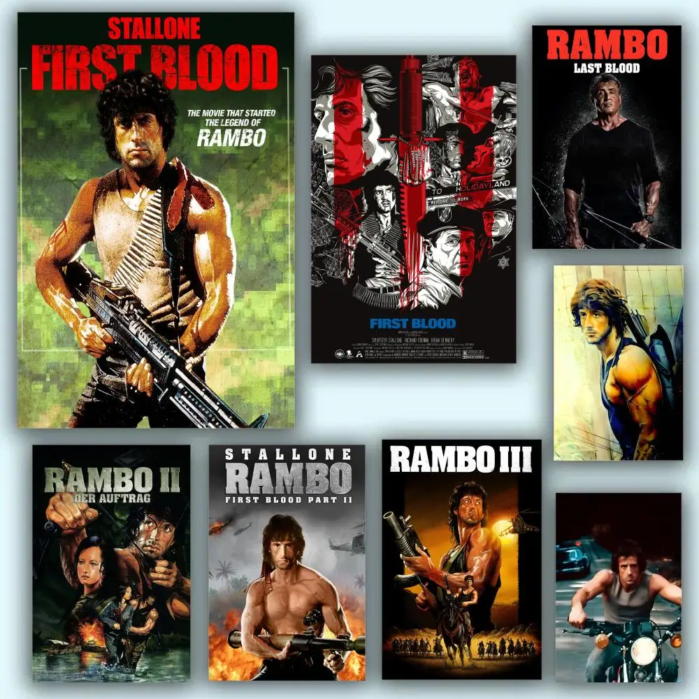 Poster HD Anime Hot Theme Singer/OST/Movie-Waterproof Self-Stick Home Decor (First Blood)Rambo First Blood