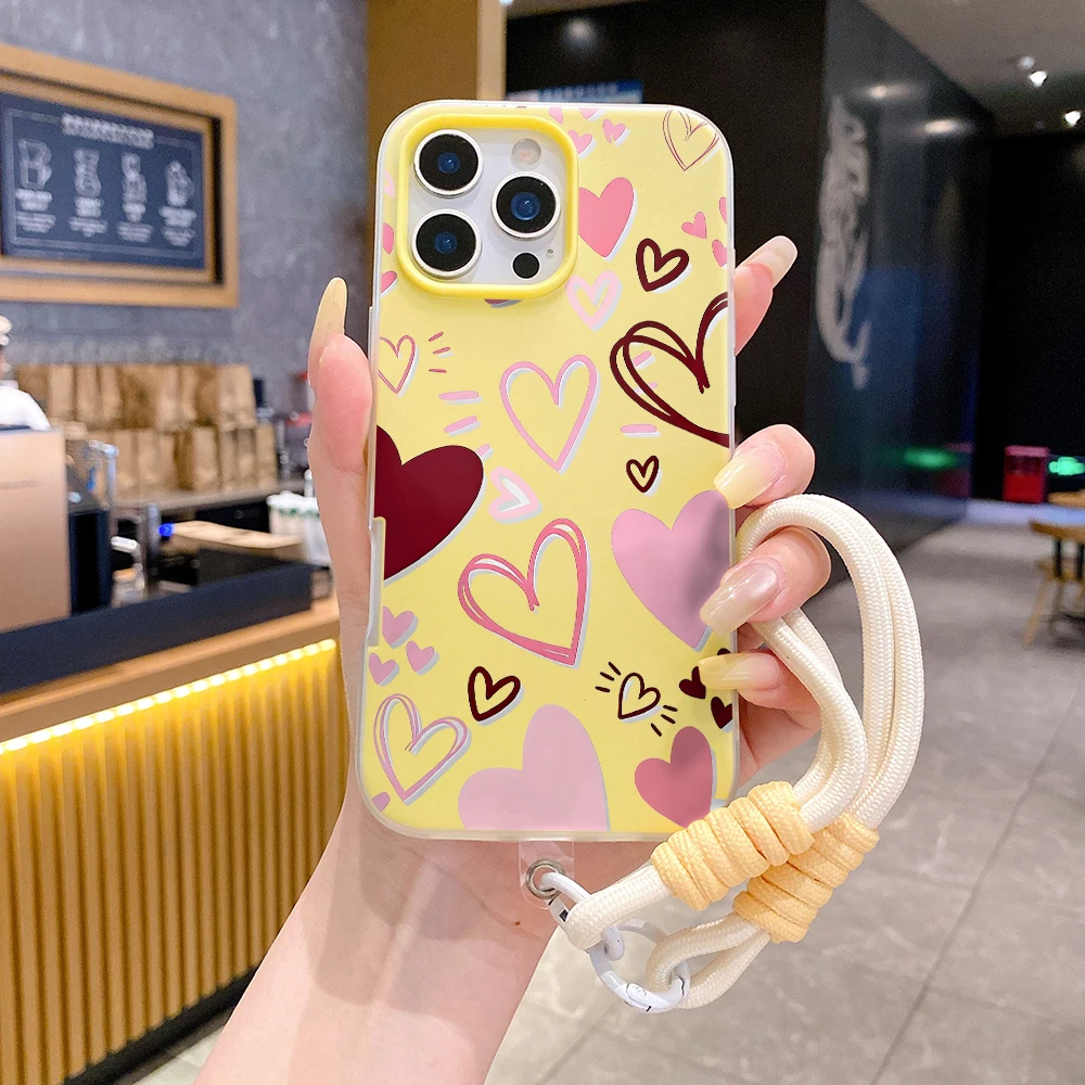 Handschlaufen-TPU-Handyhülle für Redmi Note 14 Pro Plus 5G 14 13 Pro 12 11 10 14C 13C 15C 4G 5G Herz-Graffiti mit Lanyard-Abdeckung – Detail 2