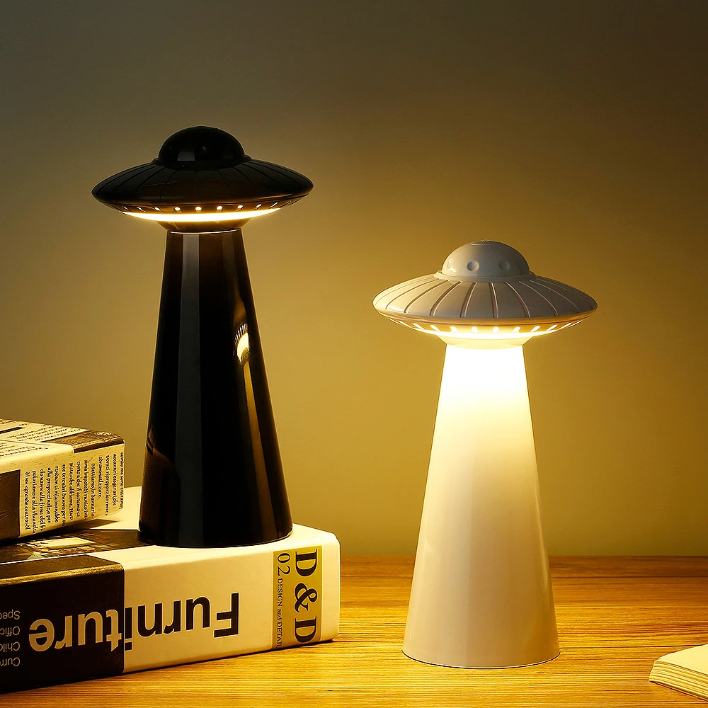 Candeeiro De Mesa Recarregável UFO, Lâmpadas para quarto, Porta de carregamento USB