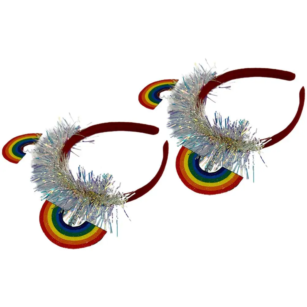 

2pcs Rainbow Felt Cloth Headdress Pride Headband Bands Pride Men Headband Hair Accessories Women Girls Party