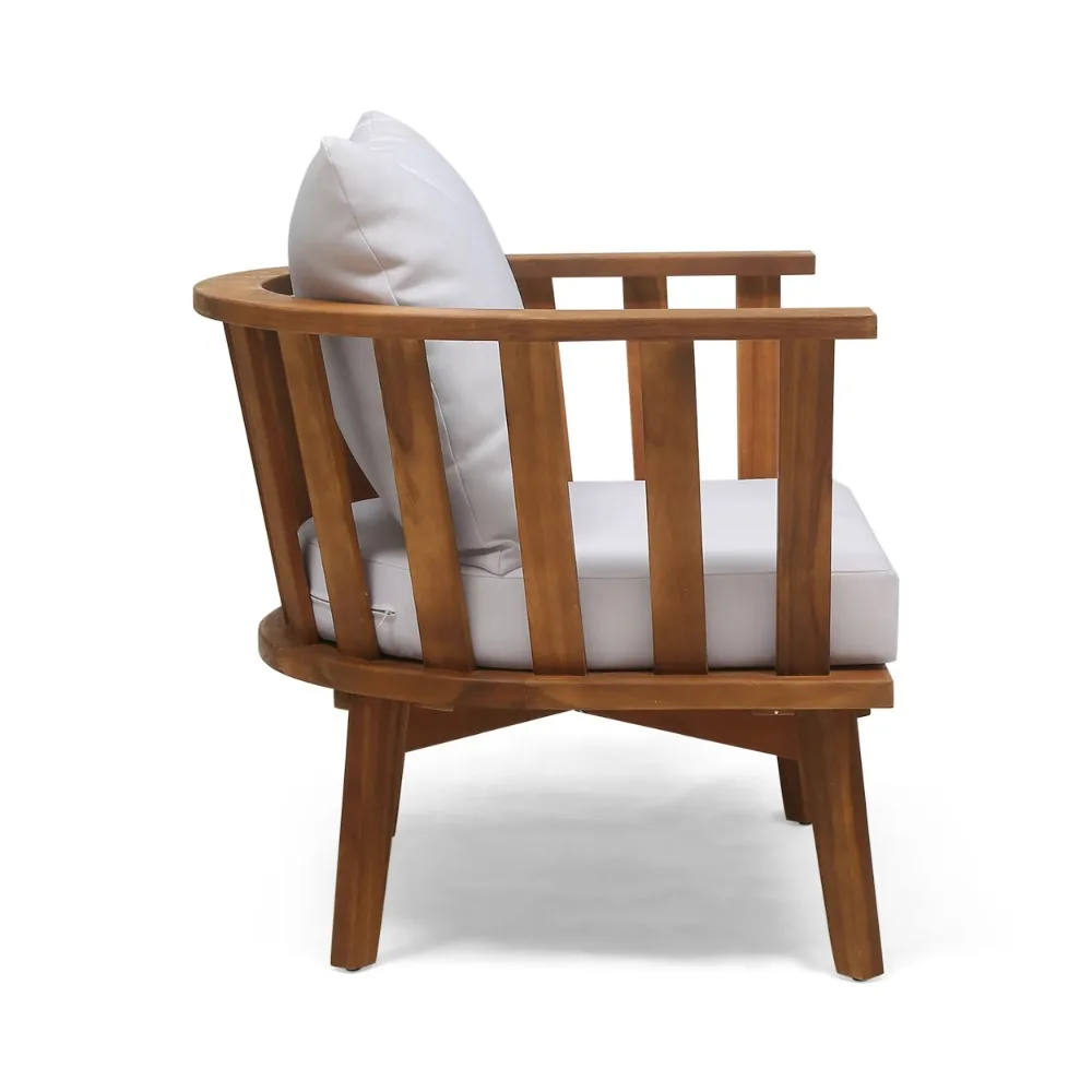 Silla de playa con cojines, sillón de madera de Acacia para exteriores, color blanco y teca