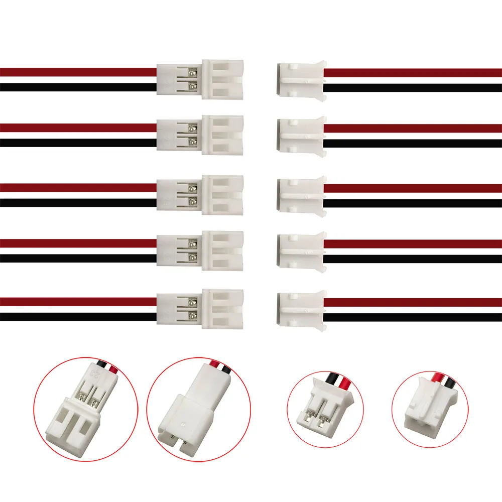 5/10/20Pcs JST PH 2.0mm Pitch 2Pin Male / Female Wire Connector PH 2.0mm Plug Jack Socket Terminals Electrical Cable 20CM 26AWG