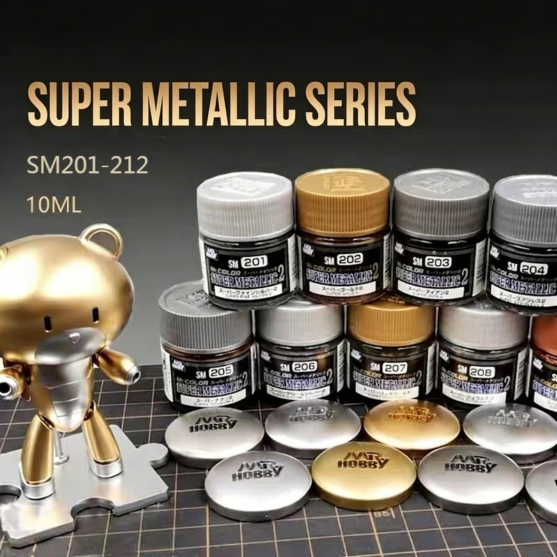 MR.HOBBY SM201~SM212 Super Electroplating Effect Metallic Oil Paint 10ML Model Painting Tools for Plastic Model Coloring