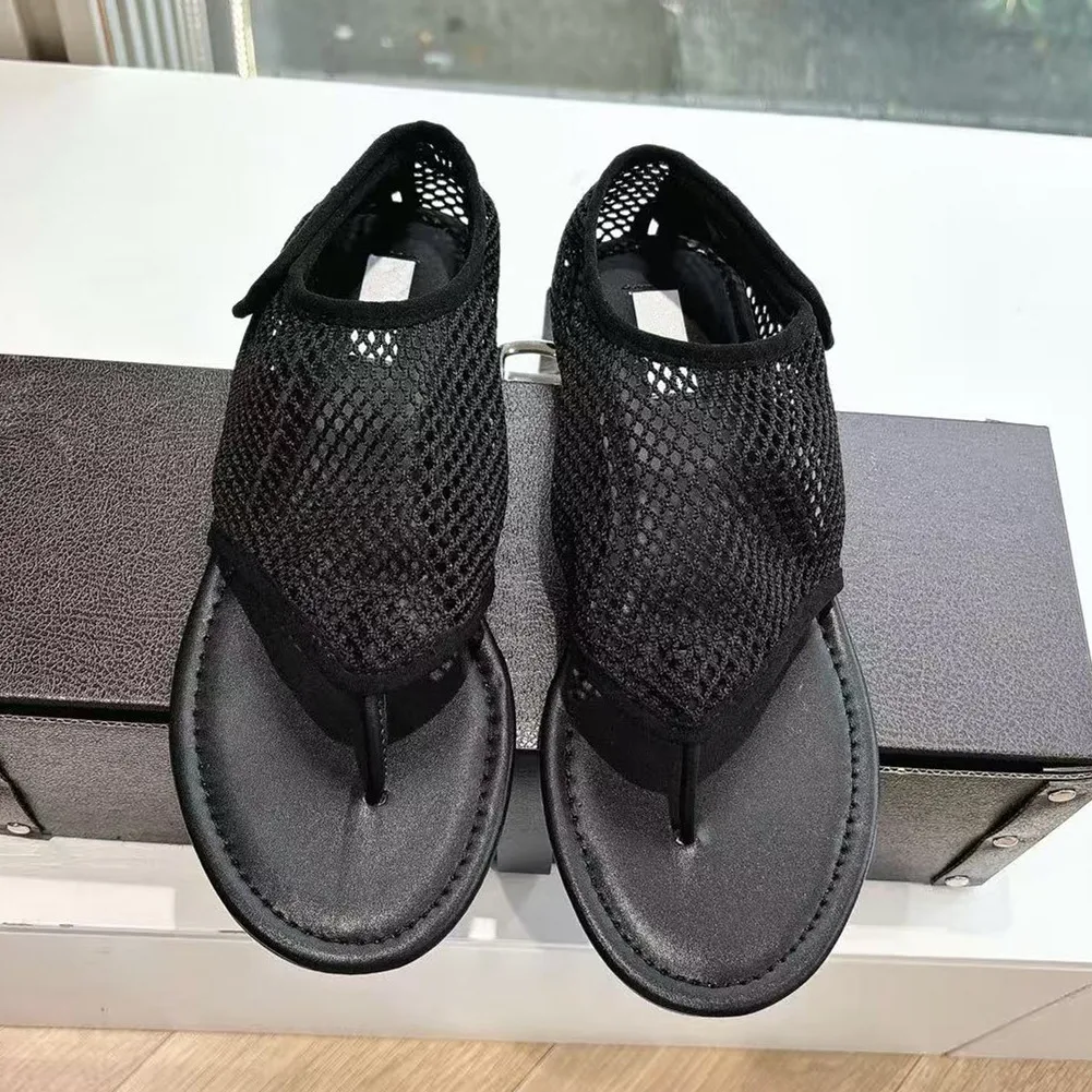 

Vintage Openwork Breathable Mesh Headband Sandals for Women, 2025 Summer Comfortable Soft Sole Round Toe Flats