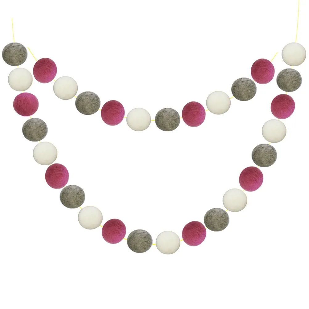 

Гирлянда из шерстяных шариков 2 м, ручной работы, для декора комнаты на день рождения, розовая, серая, белая, подвесное украшение для вечеринки, креативная гирлянда для домашней вечеринки