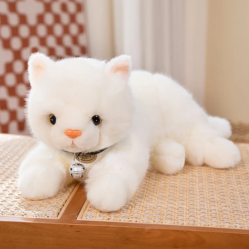 Carino creativo bianco animale artificiale campana mantello rosso gatto comodo divano decorazione della stanza ornamenti ragazze bambini regali di compleanno