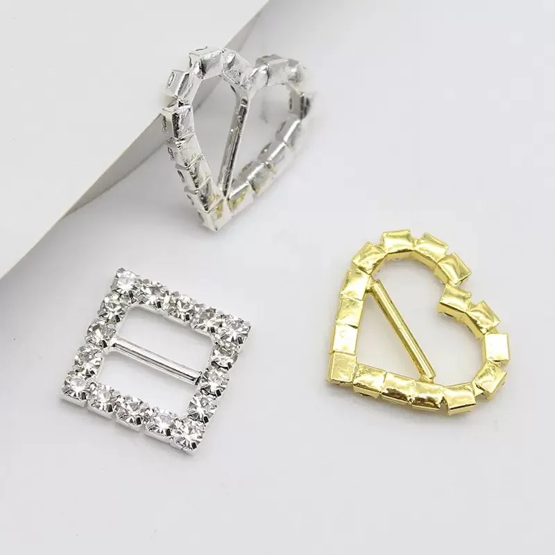 10pcs heart buckle with horizontal bar for invitation ribbon slider 15mm