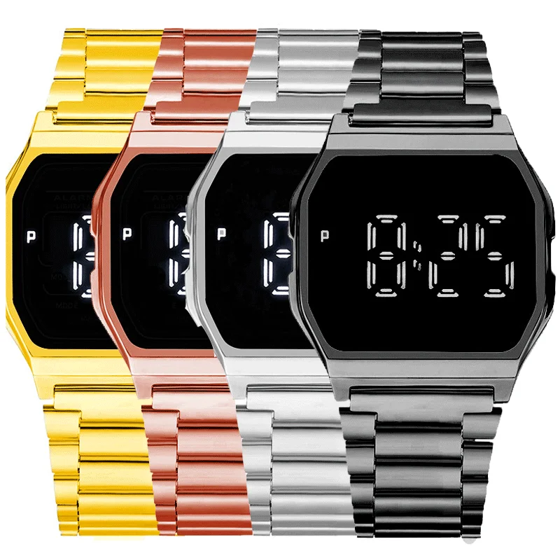 Pulsera Digital cuadrada clásica para hombre, reloj deportivo electrónico multifunción de aleación, LED, 2022