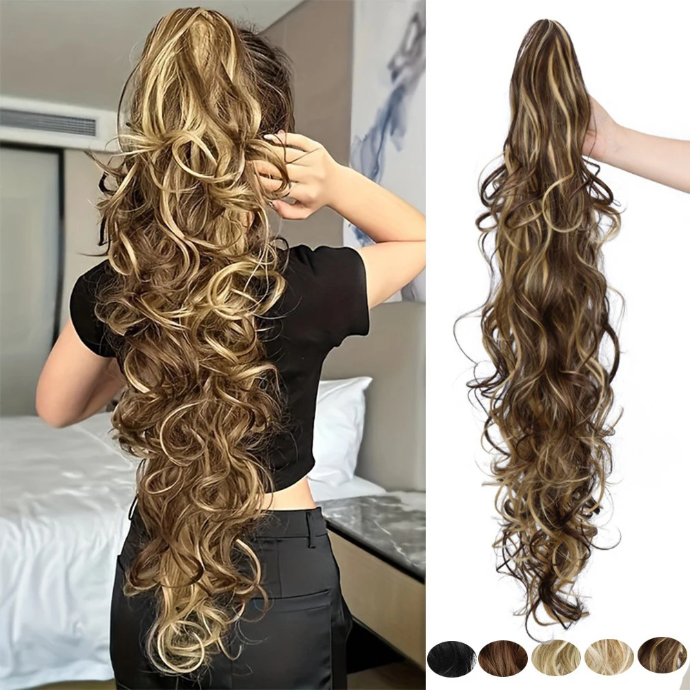 

Long Wavy Claw Clip in Ponytail Natural Synthetic Hairpiece Curl Accessory Long Ponytail Wig Women Ponytail Extensions