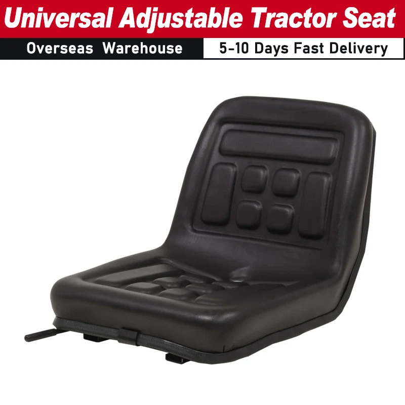 Universal Tractor Seat Black Steel Frame and Water-resistant PVC Material Tractor Seat with A Drain Hole Adjustable Over 150 mm