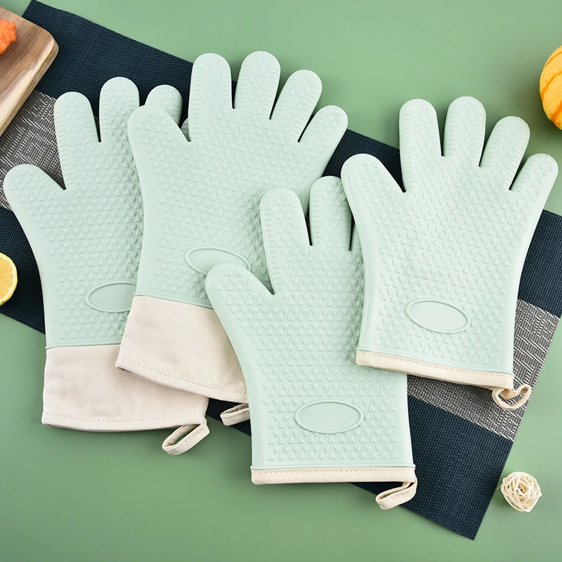 Five-finger Extended Silicone Oven Microwave Gloves High Temperature Resistant Non-slip Kitchen Baking Insulation Gloves