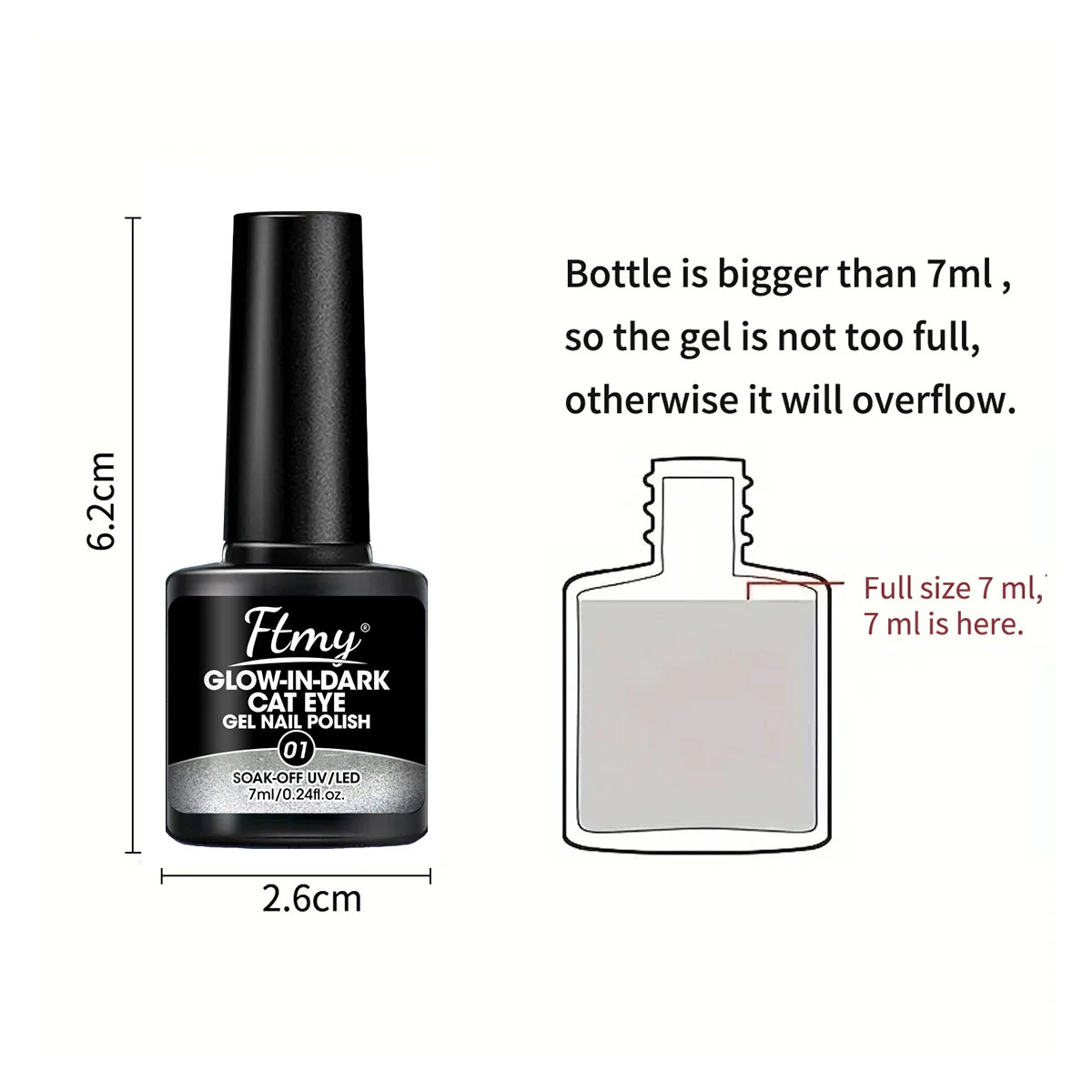 젤 네일 폴리쉬 - 6가지 색상 형광 네온 젤 네일 폴리쉬 UV/LED 글로우 효과 네일 폴리쉬