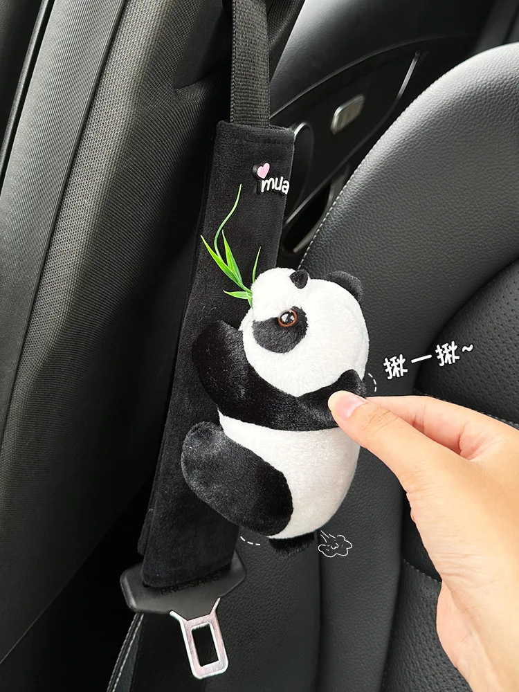 Car Seat Belt Shoulder Cover Cute Panda Children Neck Plush Protective Cover Interior Decoration Supplies