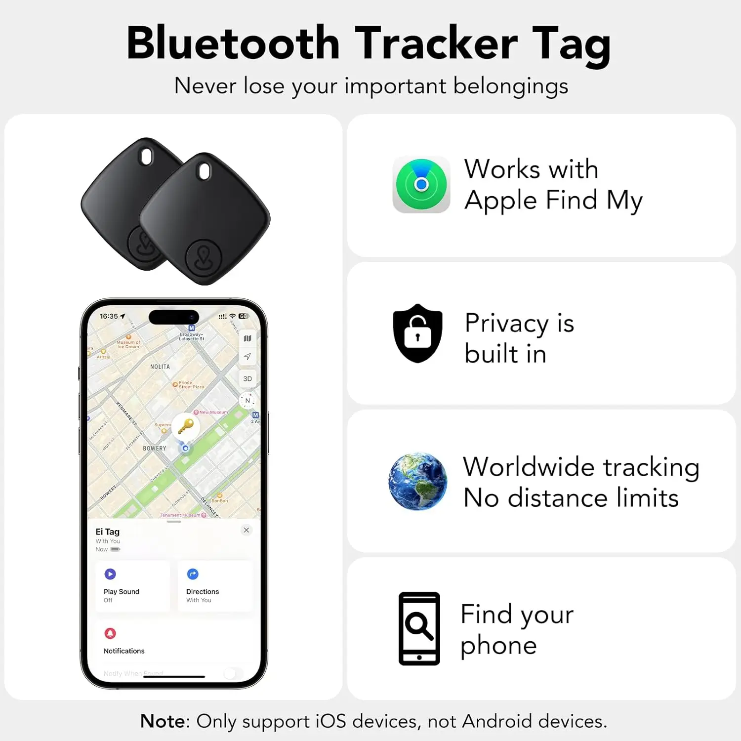 Bluetooth Mini Tracking Device For Apple Find My APP Smart Tag Kid Pet Car GPS Lost Tracker Anti Lost Alarm Reminder Positioner