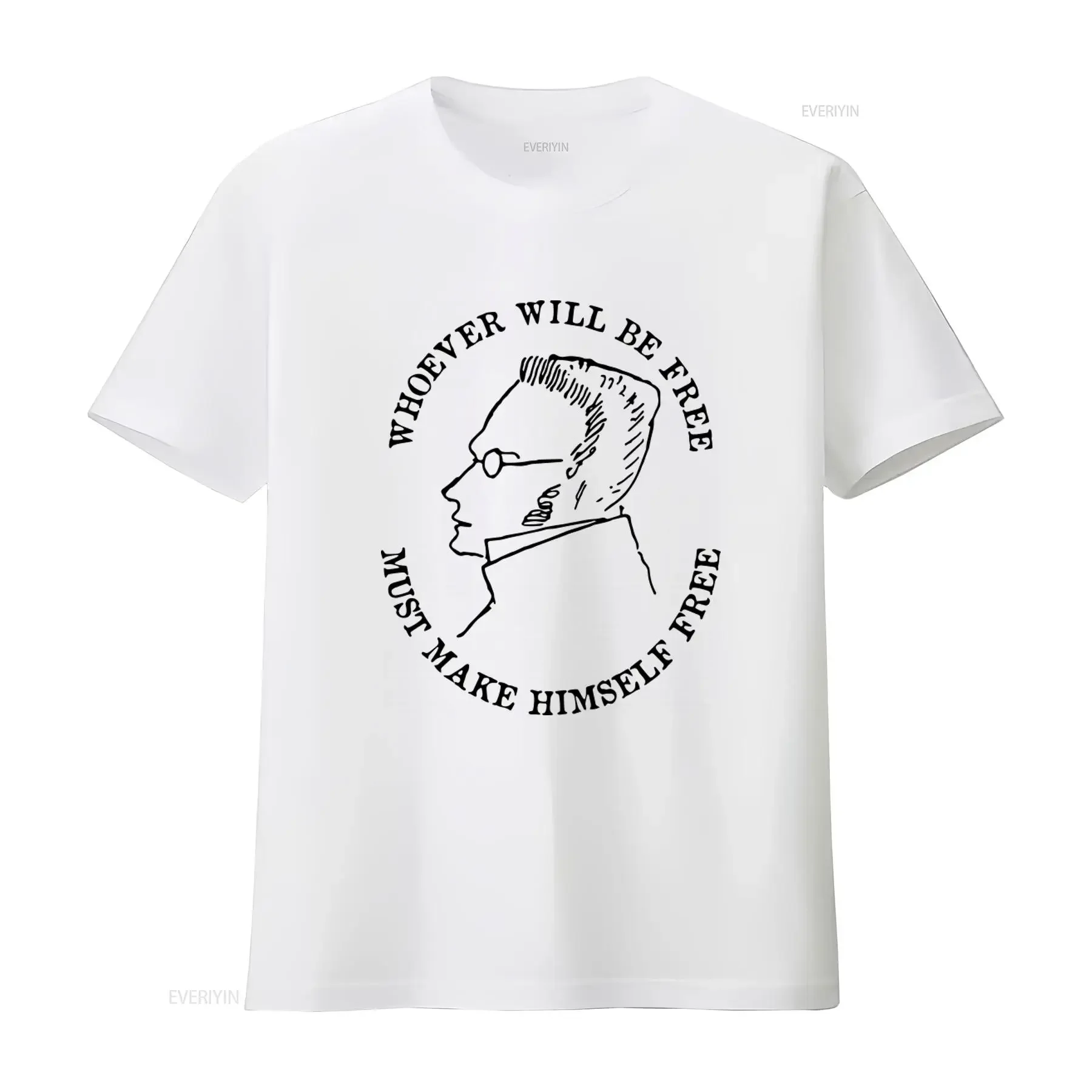 Whoever Will Be Free Must Make Himself Max Stirner Philosopher Anarchist Cotton T Shirt M2009 vintage Washed Casual Slightly