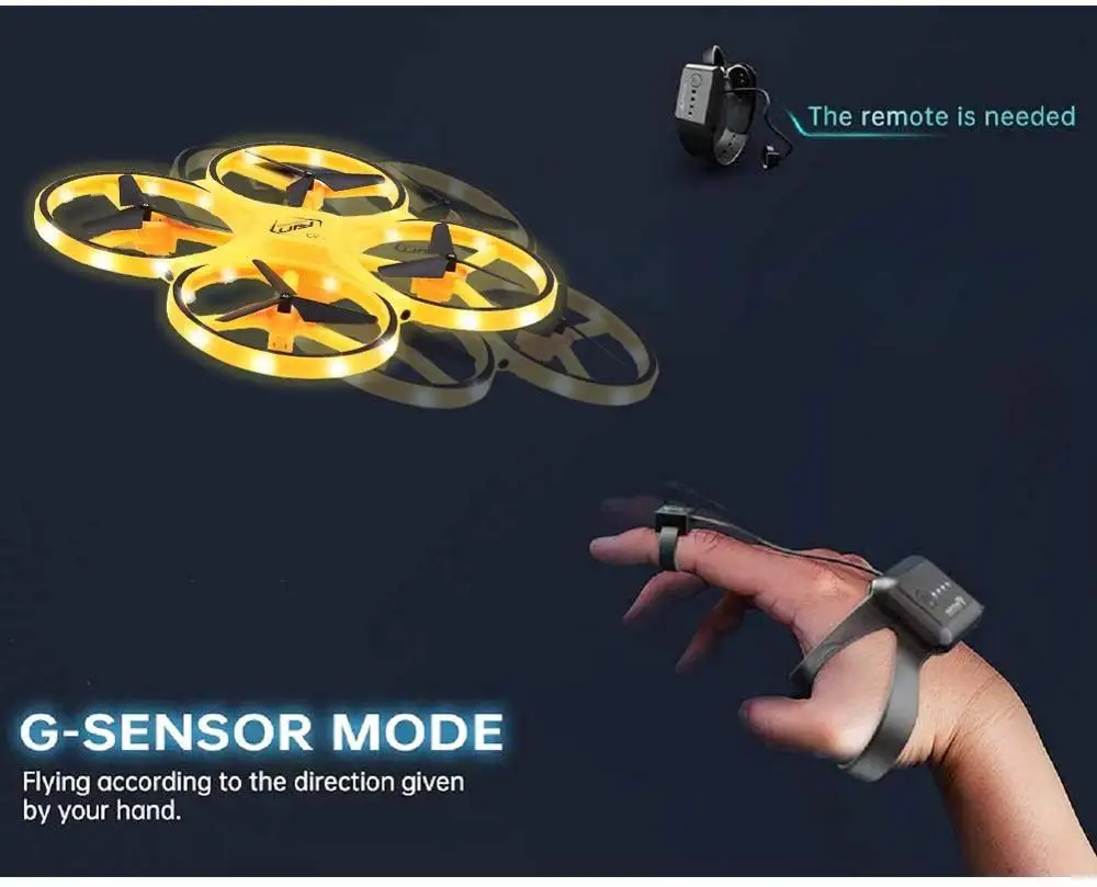 2024New RC Mini Quadcopter Induction Drone Smart Watch Remote Sensing Gesture Aircraft UFO Hand Control Drone Altitude Hold Kids