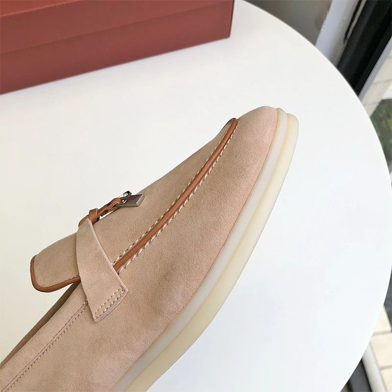 DONNAIN Women Penny Loafers Luxury Kid Suede Handmade Pink Moccasins Casual Slip-On Flat Shoes Plus Size 41-43 Female Shoes