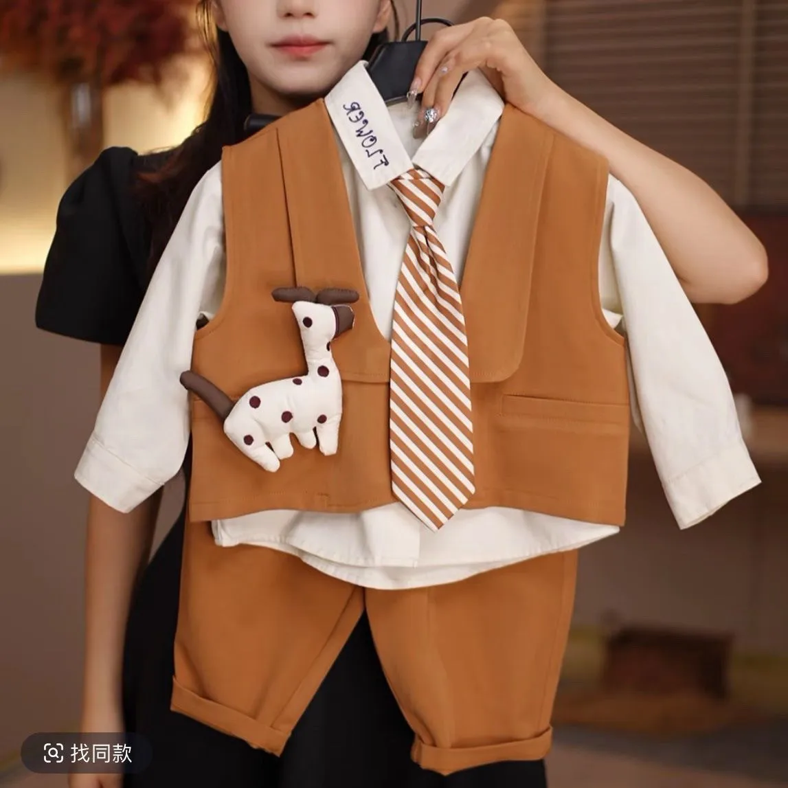 Children's Clothing Set Spring and Autumn New Style Boys' and Girls' Western Style Suit Vest 3-Piece Set
