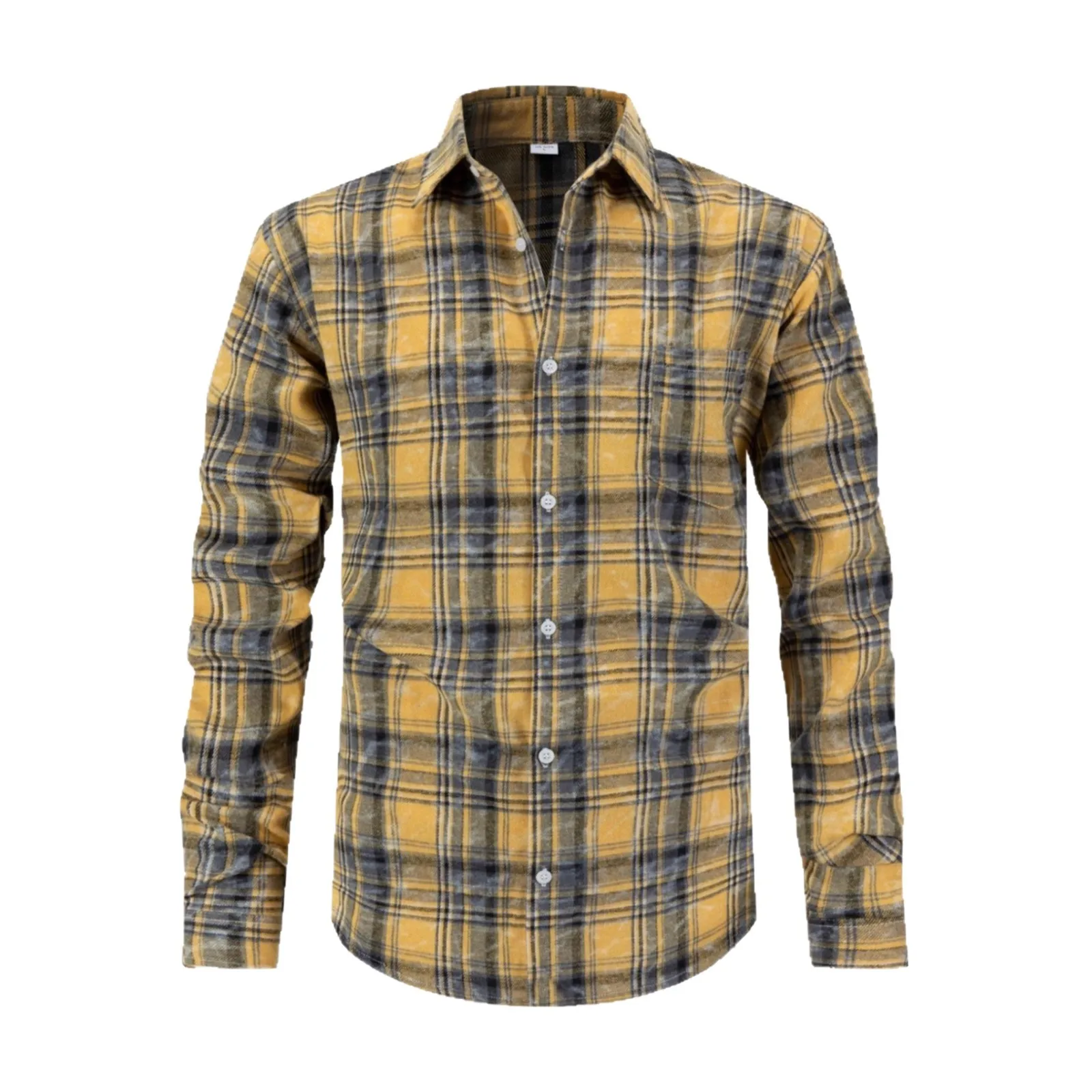 

Men's Business Interview Party Outdoor Hiking Training Bottom Striped Lapel Long Sleeve Shirt