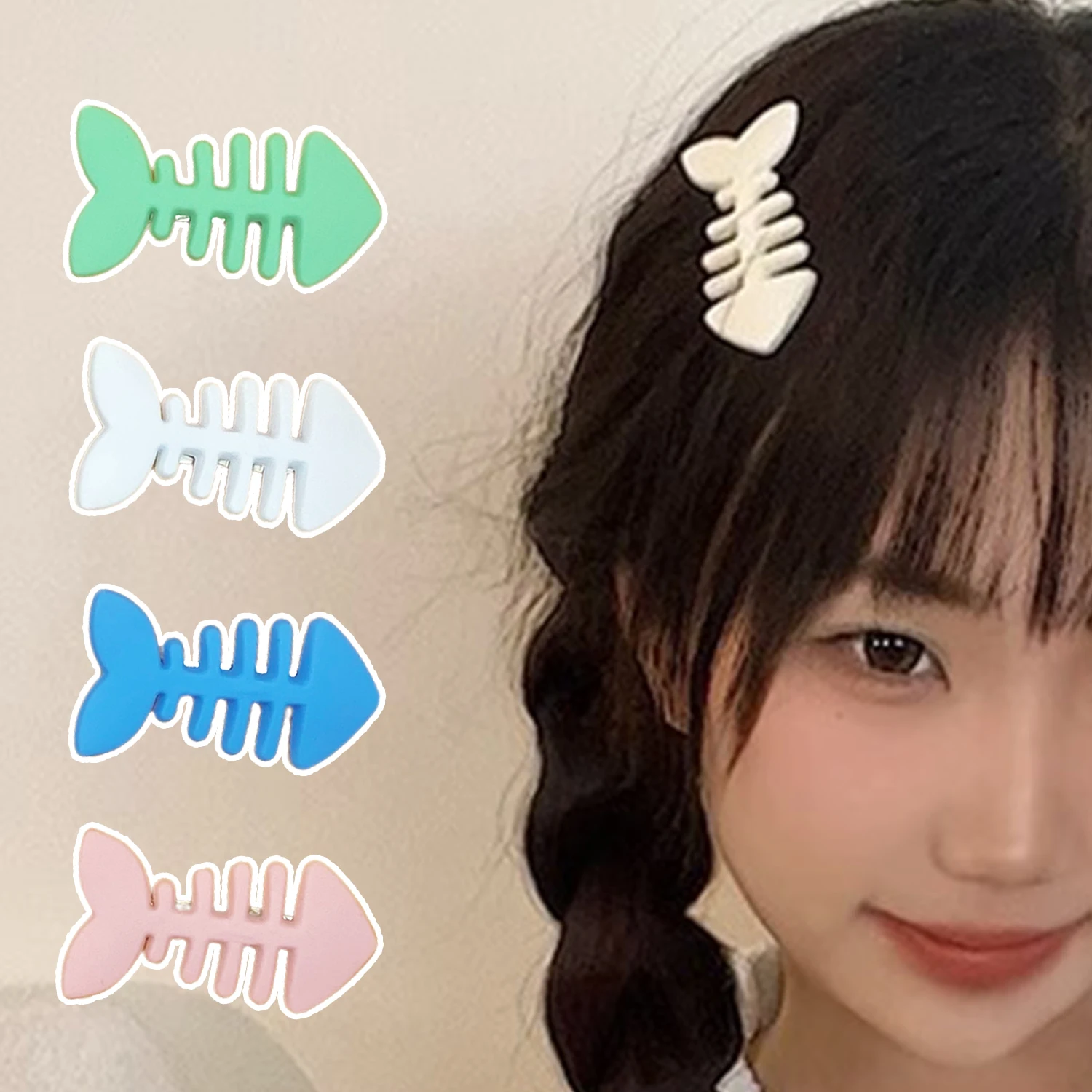 

Simple Candy Color Fishbone Hairpin Girl Cute Bangs Barrettes Sweet Side Hairgrips Temperament Duckbill Clip Hair Accessories