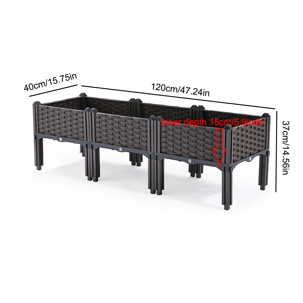 

Plastic Raised Garden Bed with Legs Raised Bed with Drainage Holes Propagation Box for Patio Flower Fruit Herb Vegetable Growing