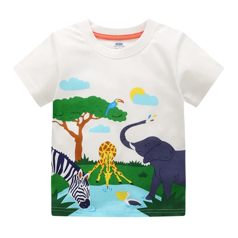 Jumping Meters New Arrival Boys Girls T Shirts With Fish Print Hot Selling Summer Short Sleeve Animals Kids Tees Tops