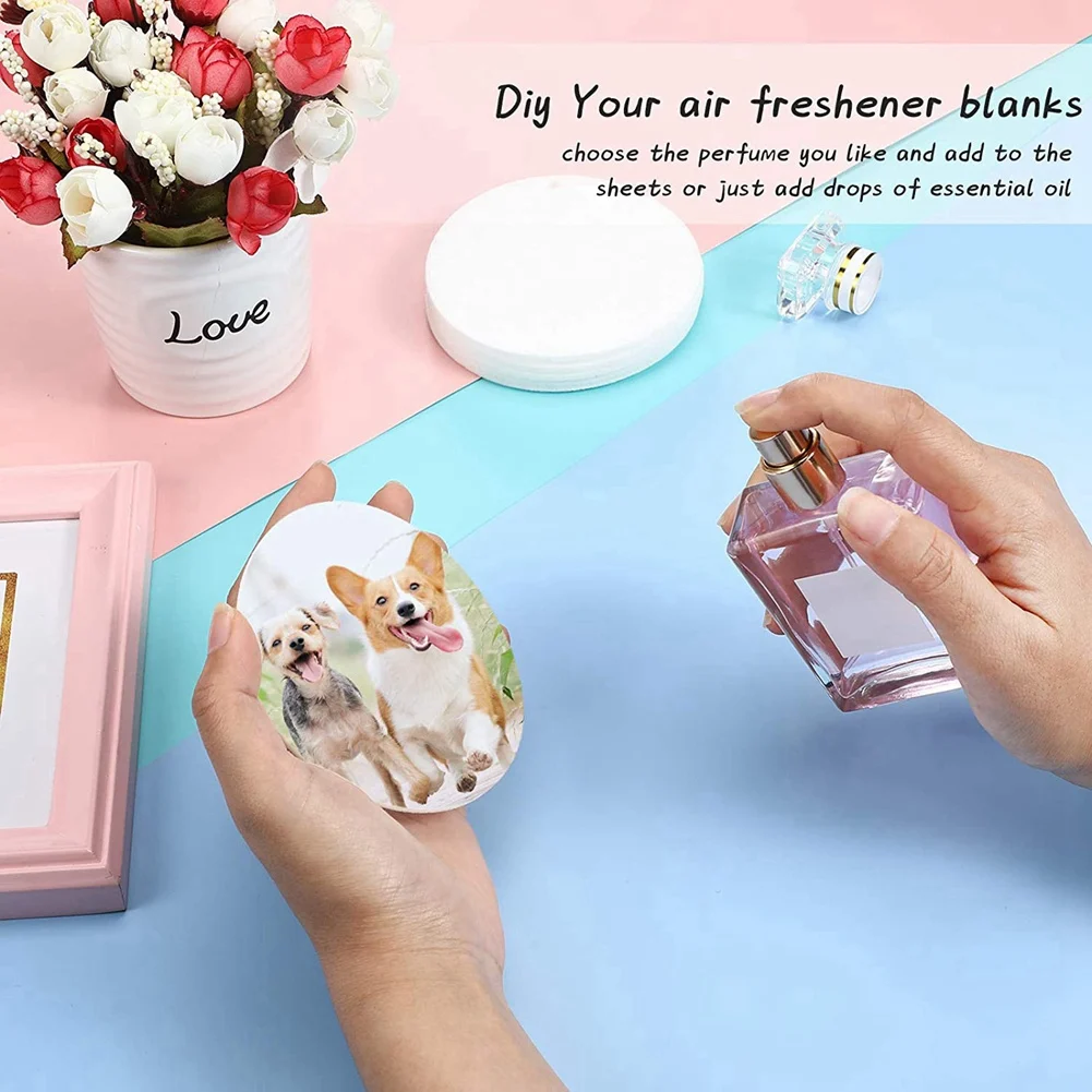 

100 Pieces Sublimation Air Freshener Blanks DIY Air Freshener Scented Blank Car Pressed Felt For DIY Heat Press-[A04I Tools]
