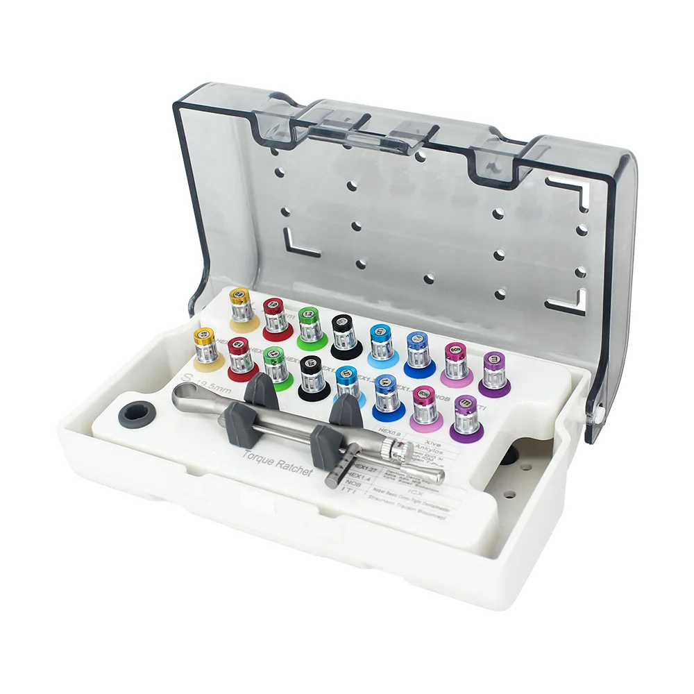 Dental Implant Screwdriver Kit with Colored Handles High Temp Pressure Resistant for Implant Restoration Procedures