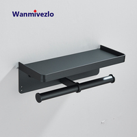 Space Aluminum Toilet Paper Holder Bathroom Wall Mount WC Paper Phone Holder Shelf Towel Roll Shelf Bathroom Accessories