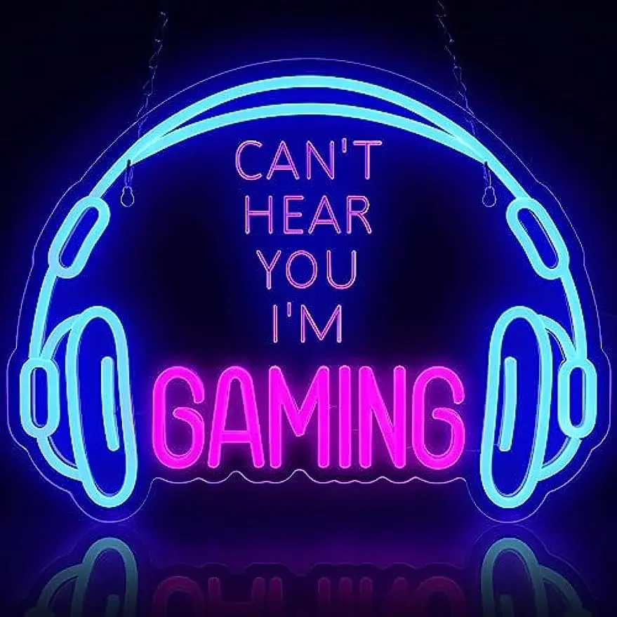 

Gaming Headset Neon Sign USB Dimmable LED Neon Light Sign Wall Art Decoration for Gameroom Bedroom Livingroom Bar Party Gifts