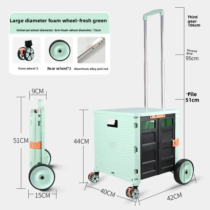 Multi-functional grocery shopping cart storage box trolley household folding stair climbing trolley