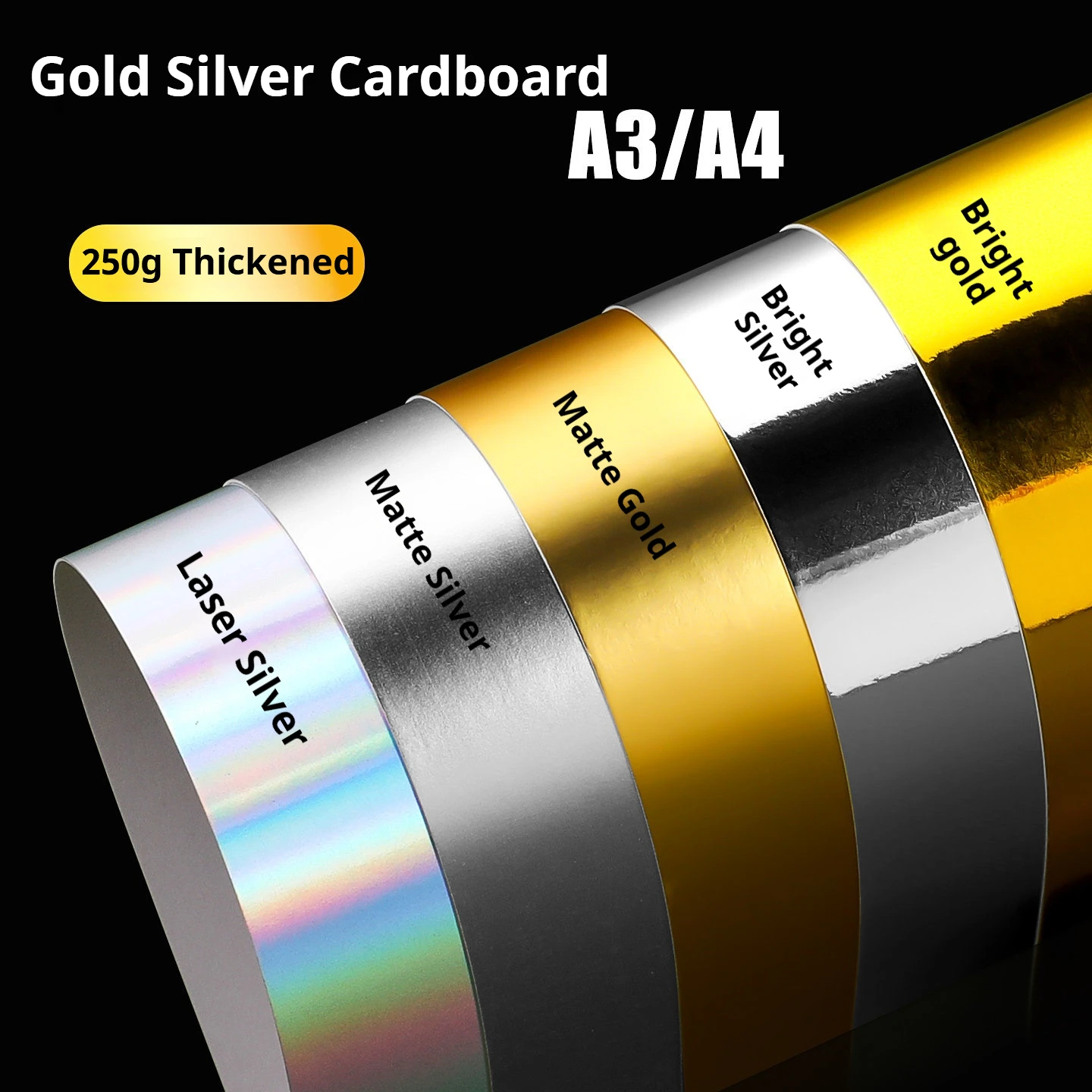 A4 250G 20 Sheets Single-Sided Gold Silver Card Paper Handmade DIY Package Cardstock Laser Printing Cardboard Craft Paperboard